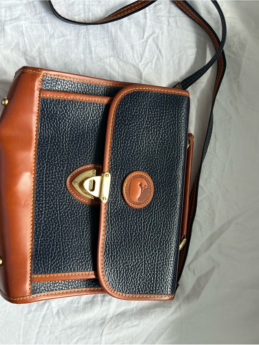 Dooney & Bourke Black and Brown Pebbled Leather Crossbody